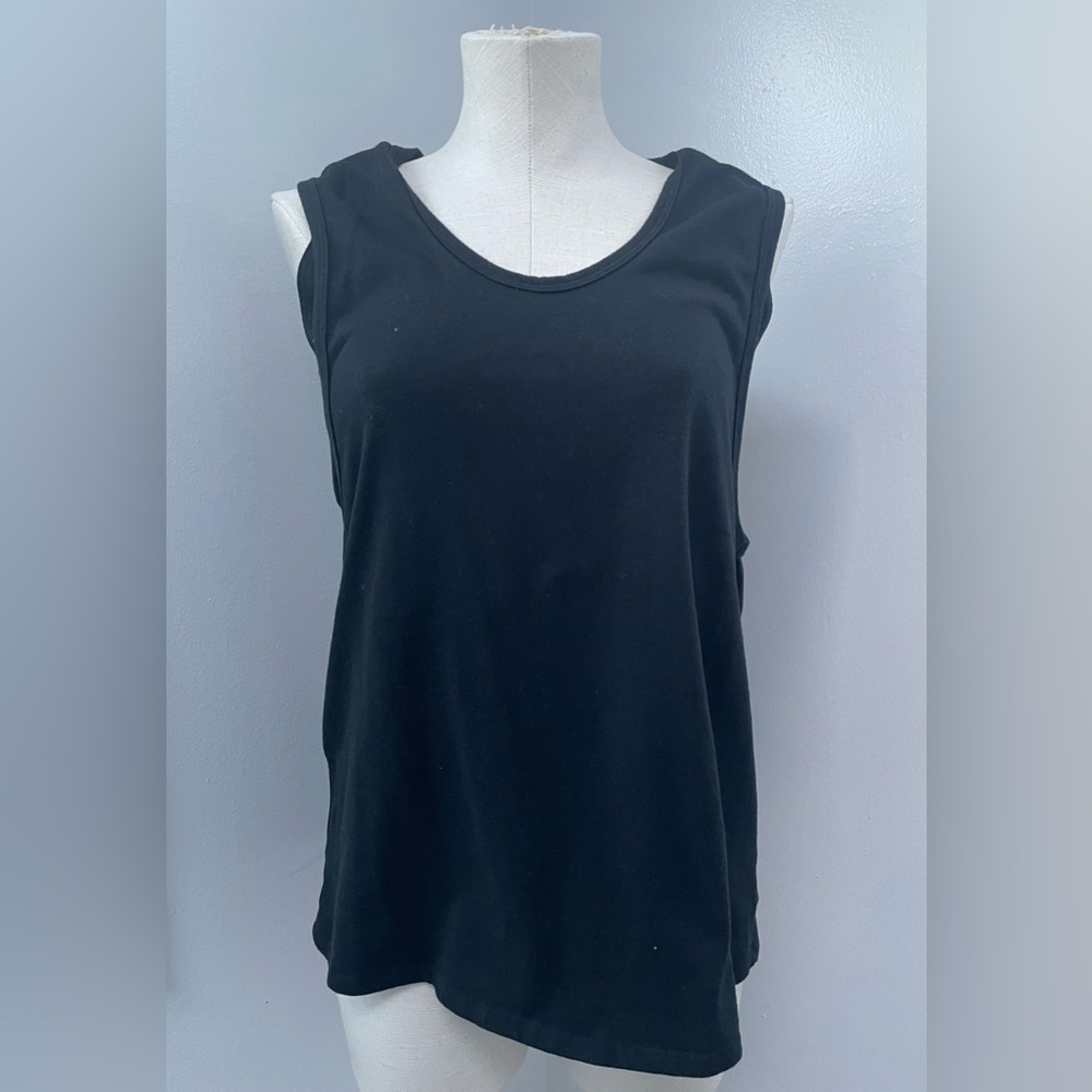 Double Panel Black Nursing Tank- Room to accommodate belly!- Size L